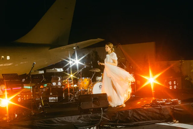 A live band playing under the tail