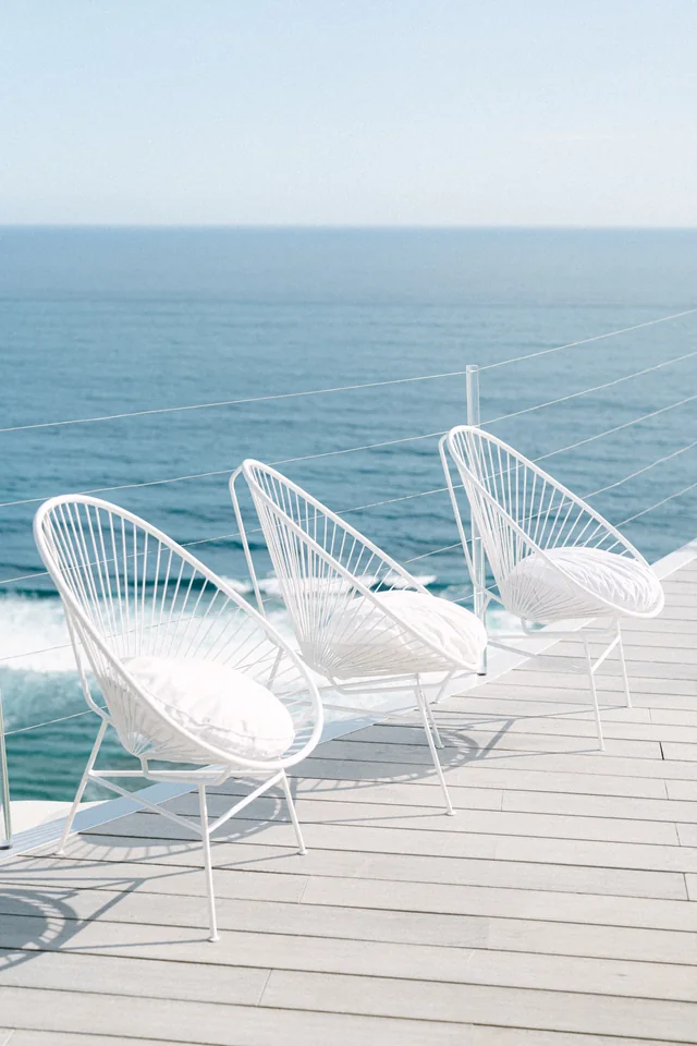 Chairs set out on the ocean deck