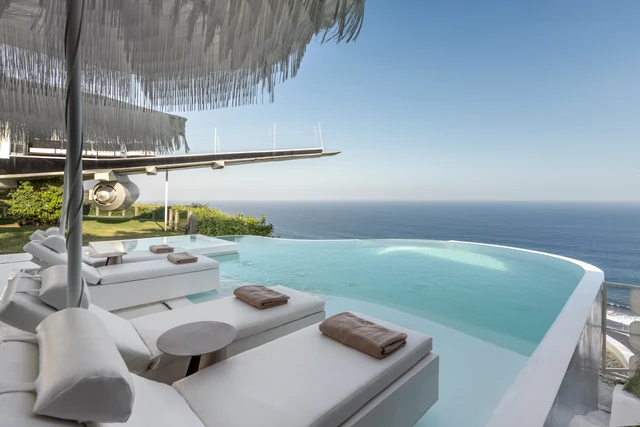 Daybeds at the water's edge