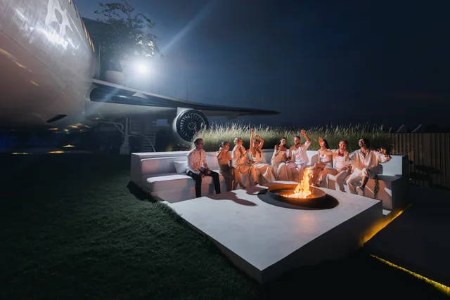 Guests at the fire pit