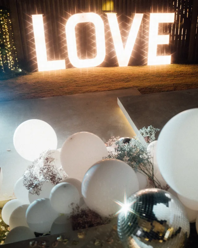LOVE in lights at the end of the night